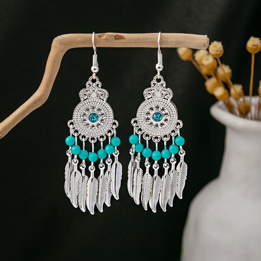 Li Ethnic Pure Silver Tribal Earrings - Hainan Specialty