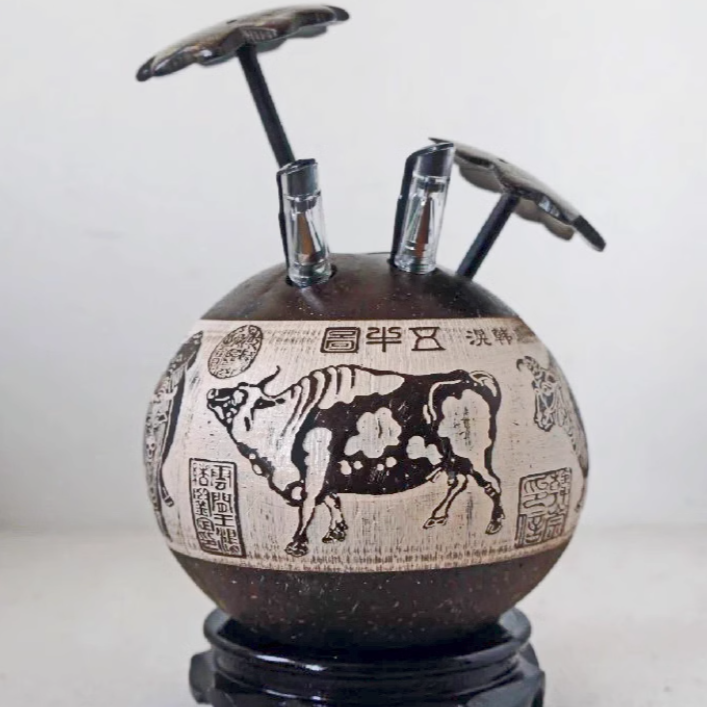 Five Oxen Coconut Shell Pen Holder - Hainan Specialty