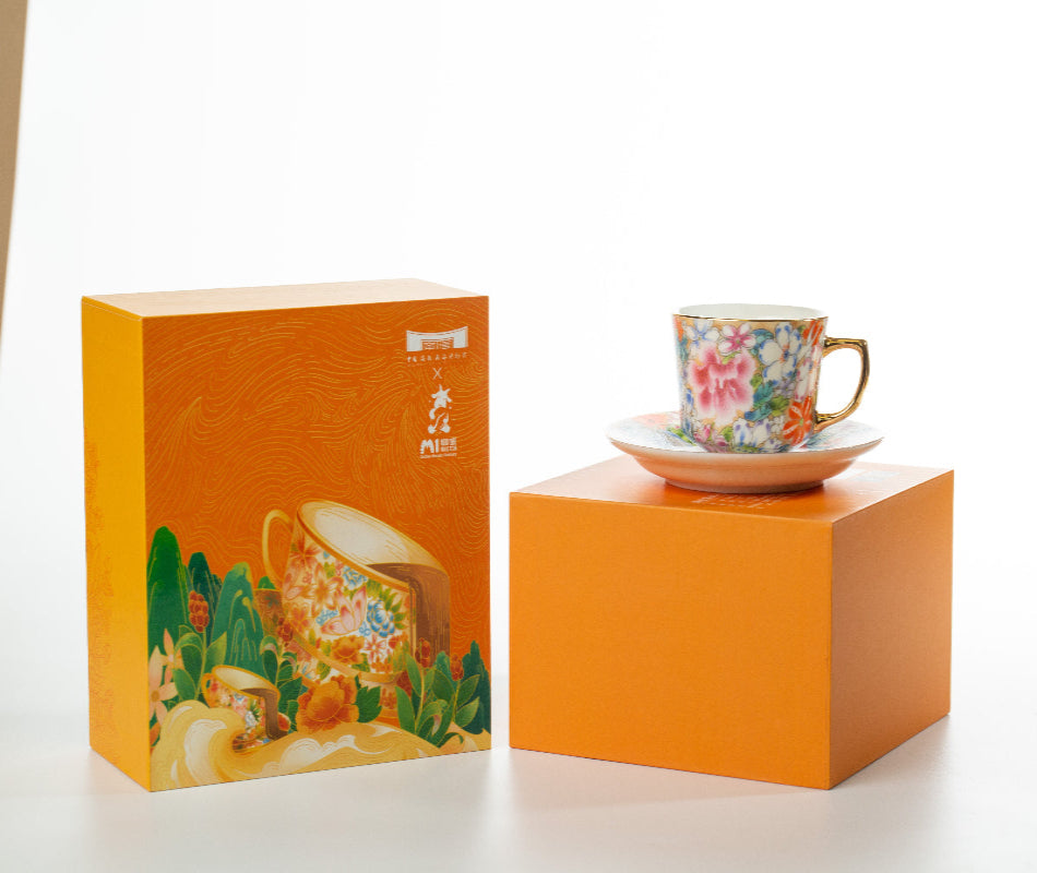Canton Enamel Floral Gilded Coffee Cup