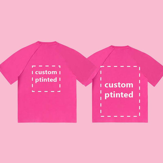 Custom Pink Drop Shoulder Cotton Crew Neck T-shirts