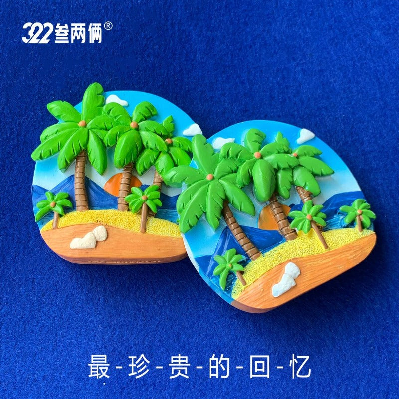 Coconut Beach 3D Fridge Magnet Sanya Souvenir - Hainan Specialty