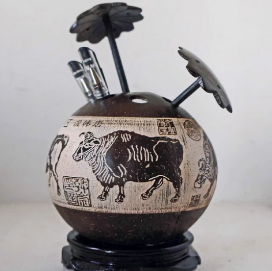 Five Oxen Coconut Shell Pen Holder - Hainan Specialty