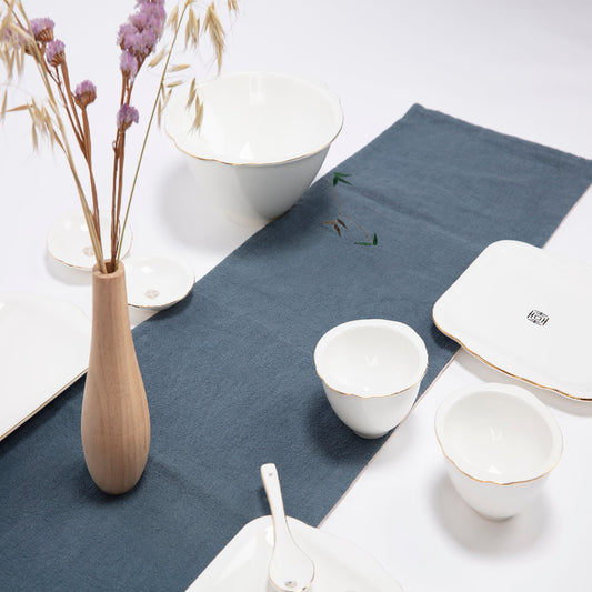 Lucky '吉' Gold-Trimmed Ceramic Tableware - Hainan Specialty