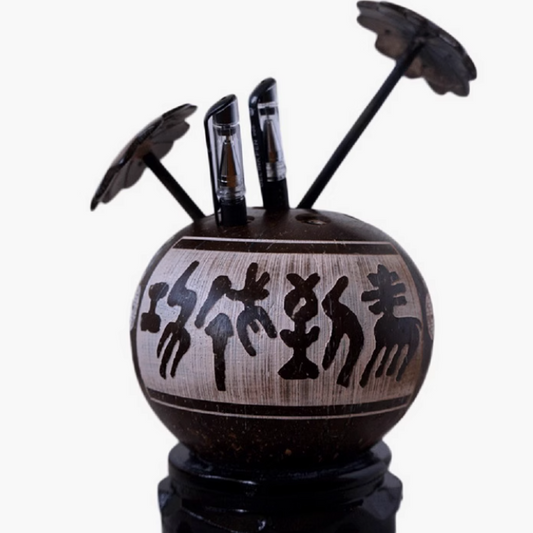 Horse Success Coconut Shell Pen Holder - Hainan Specialty
