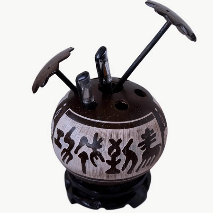 Horse Success Coconut Shell Pen Holder - Hainan Specialty