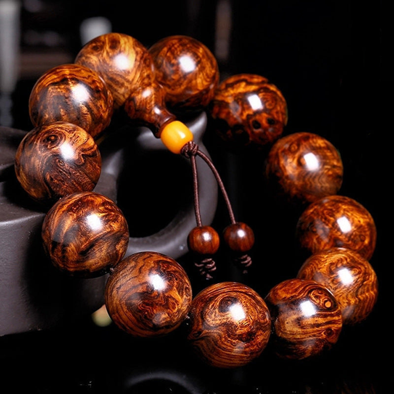 Handmade Huanghuali Wood Bead Bracelet - Hainan Specialty