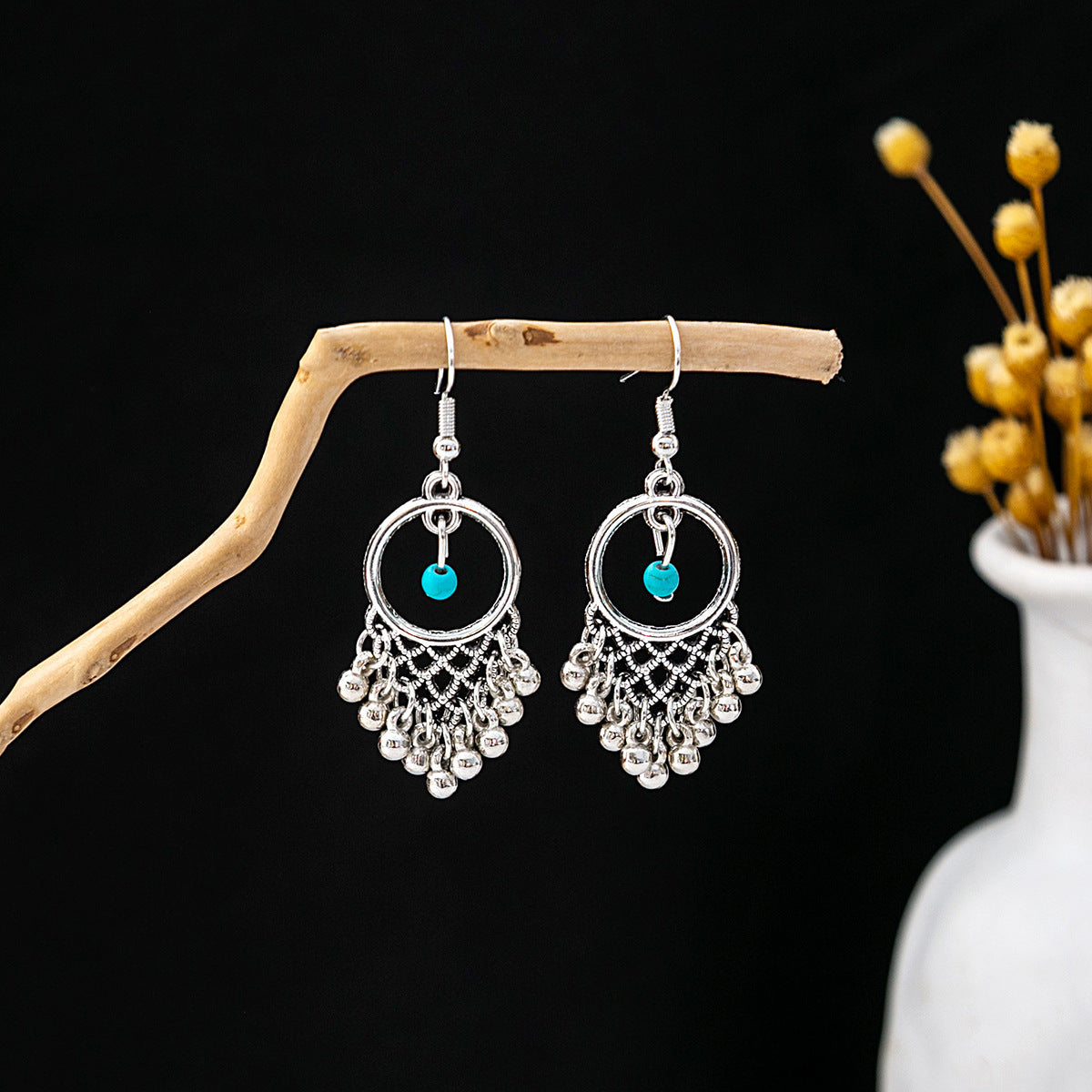 Li Ethnic Pure Silver Tribal Earrings