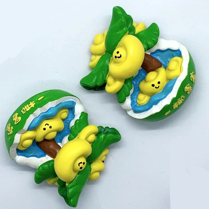 Sanya Wanning Fortune Coconut Hand-Painted Souvenir Magnet - Hainan Specialty