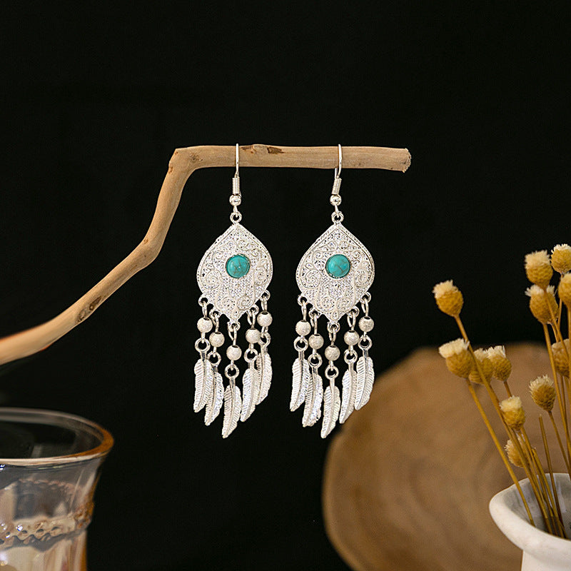 Li Ethnic Pure Silver Tribal Earrings