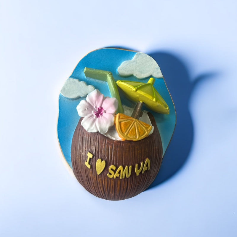Hainan Sanya Brown Coconut Flexible Enamel Fridge Magnet