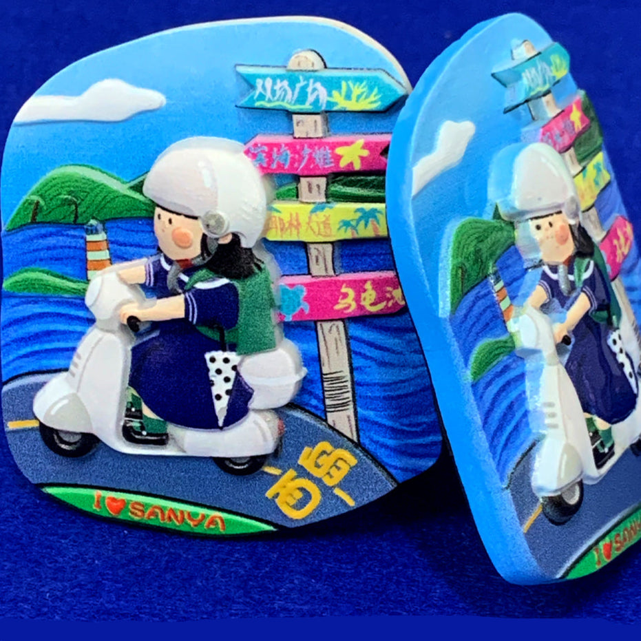 Sanya West Island Cartoon Flexible Souvenir Magnet - Hainan Specialty