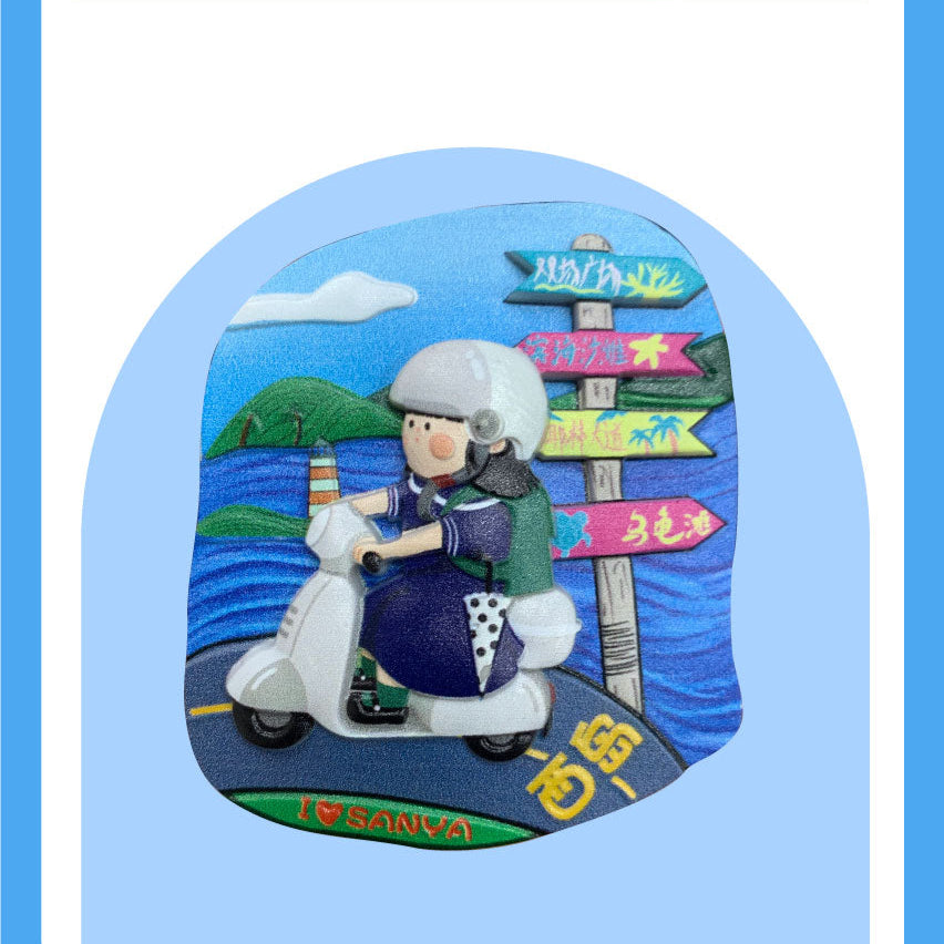 Sanya West Island Cartoon Flexible Souvenir Magnet - Hainan Specialty