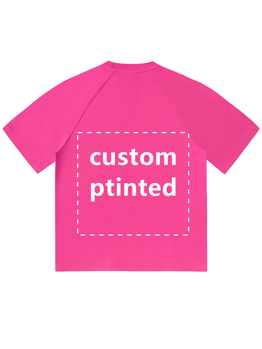 Custom Pink Drop Shoulder Cotton Crew Neck T-shirts
