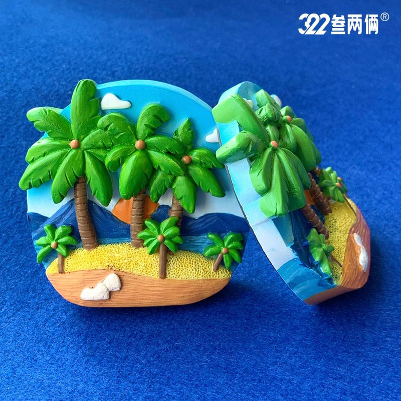 Coconut Beach 3D Fridge Magnet Sanya Souvenir - Hainan Specialty