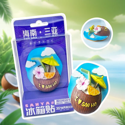 Hainan Sanya Brown Coconut Flexible Enamel Fridge Magnet - Hainan Specialty