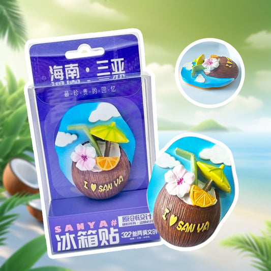 Hainan Sanya Brown Coconut Flexible Enamel Fridge Magnet - Hainan Specialty