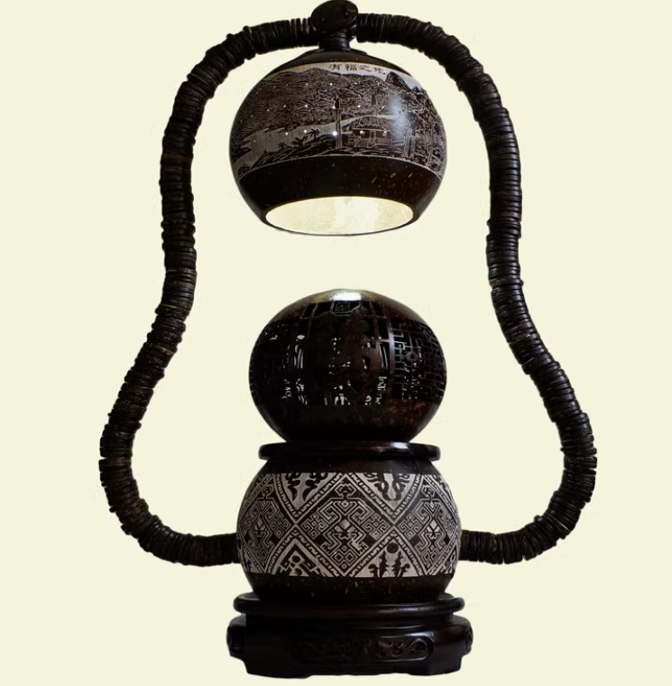 Hainan characteristic coconut carving creative fragrant table lamp