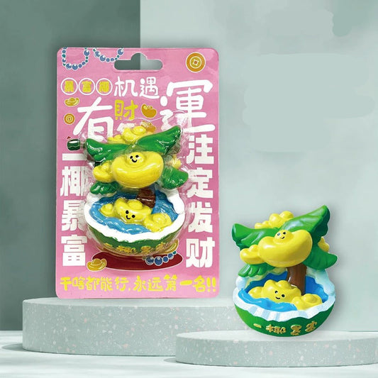 Sanya Wanning Fortune Coconut Hand-Painted Souvenir Magnet - Hainan Specialty