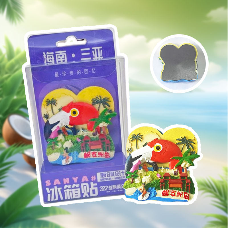 Hainan Wuzhizhou Hand-Painted Enamel Souvenir Magnet - Hainan Specialty