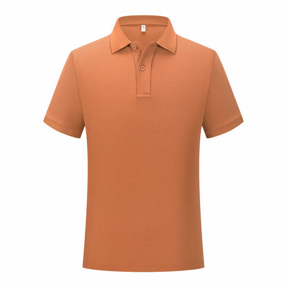 A vibrant orange short-sleeve polo shirt with a classic collar, ideal for casual and business outfits