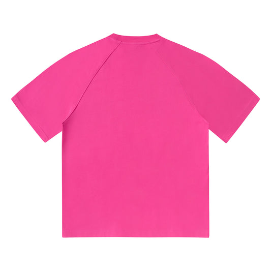 Custom Pink Drop Shoulder Cotton Crew Neck T-shirts