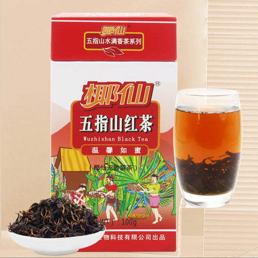Man Xiang Five Finger Mountain Black Tea - Premium Hainan Large-Leaf Gongfu Black Tea, Rich & Aromatic (100g Gift Box) - Hainan Specialty