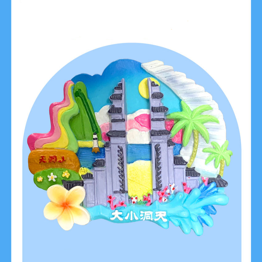Hainan Cave Scenic Hand-Painted Acrylic Magnet - Hainan Specialty