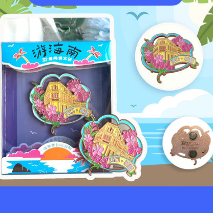 Haikou Qilou Metal Landmark Magnet Travel Souvenir - Hainan Specialty
