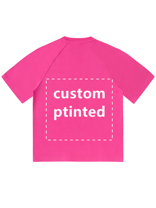 Custom Pink Drop Shoulder Cotton Crew Neck T-shirts