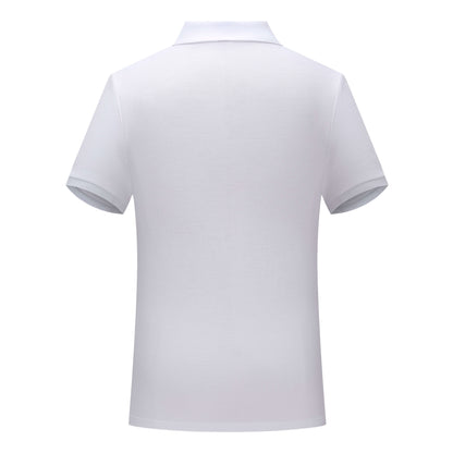 Back view of a premium white polo shirt showcasing seamless construction with no visible stitching for ultimate comfort